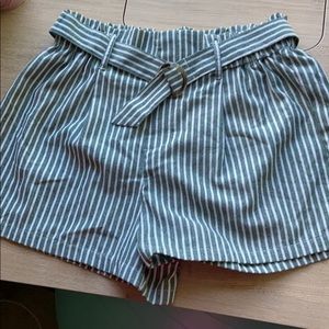 High wasted striped cotton green shorts LA Hearts